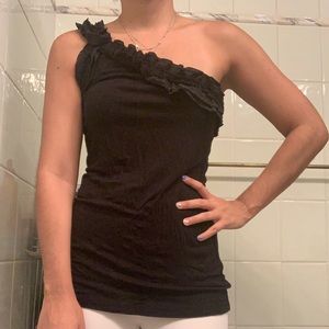 Bcbgmaxazria- One Shoulder Black Top